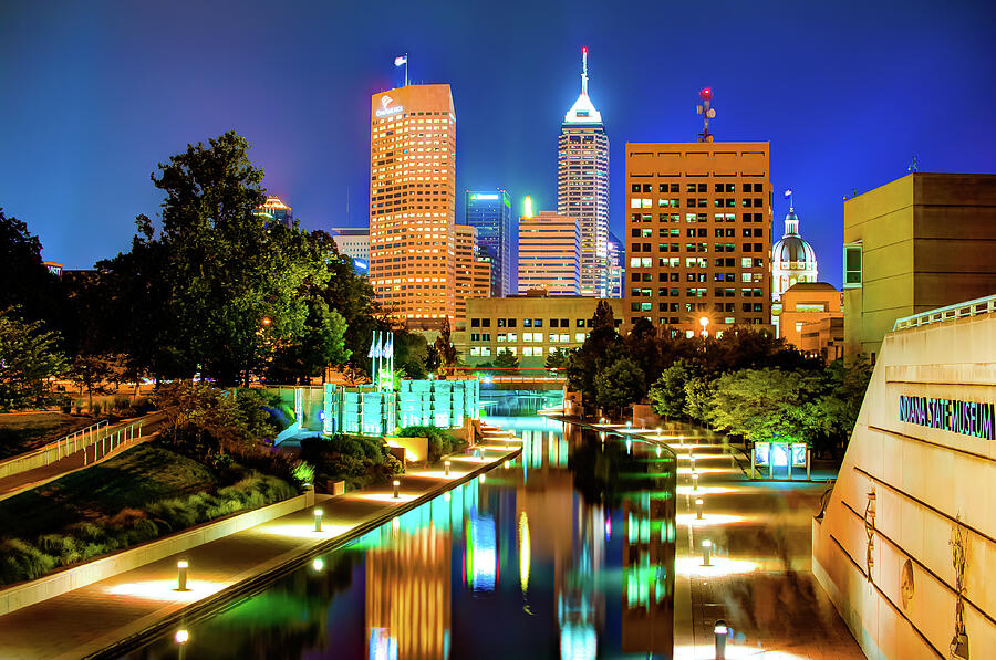 Indianapolis Skyline Photograph - Indy of Lights - Indianapolis Downtown Skyline by Gregory Ballos