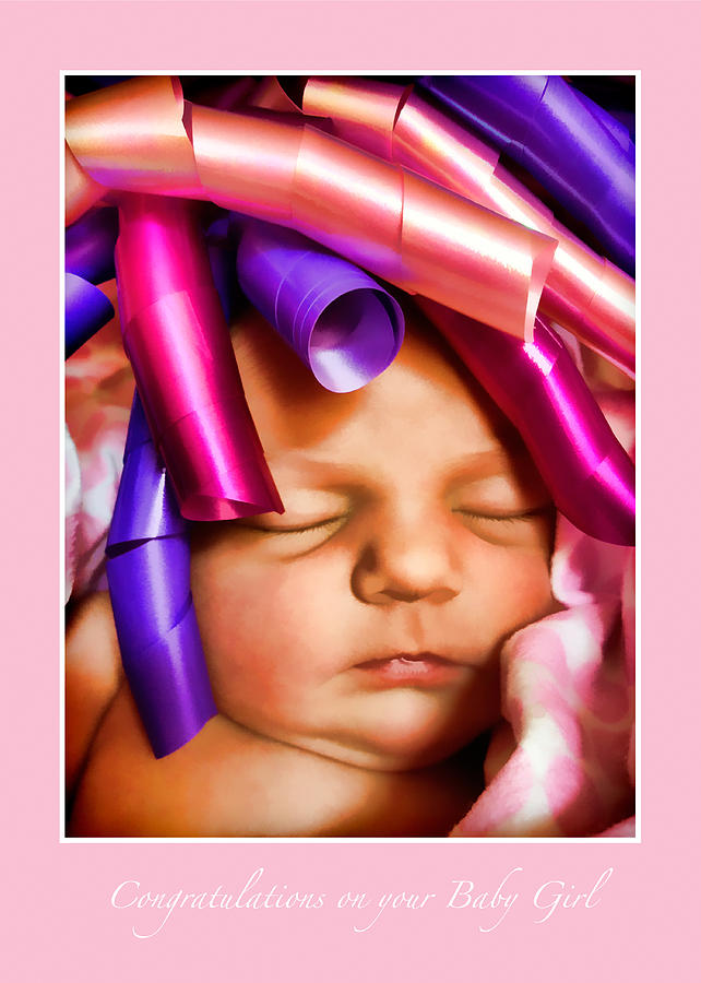 Congratulations on Baby Girl Greeting Card Photograph by Ginger Wakem