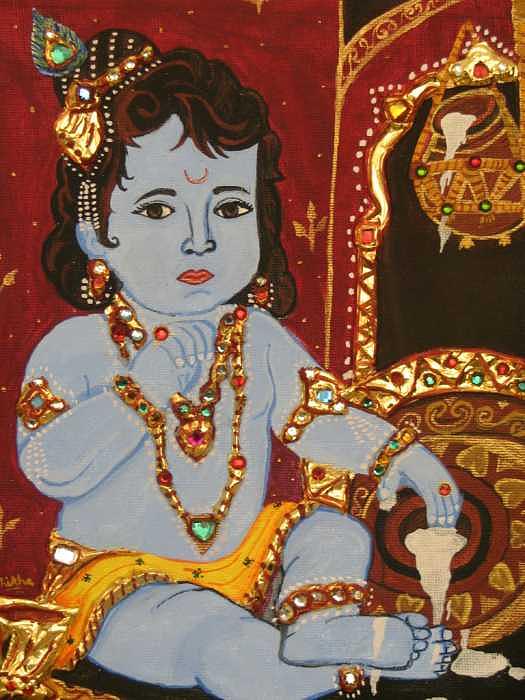 Infant Krishana Painting by Shikha Aggarwal Infant Krishana Painting by Shikha Aggarwal