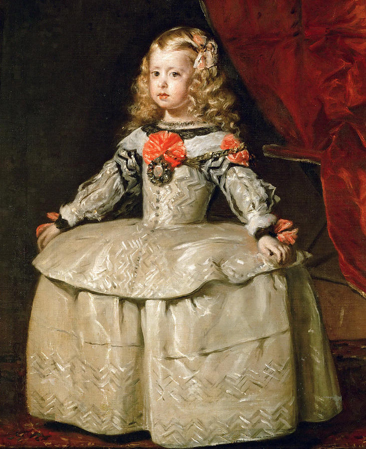 Infanta Margarita Teresa in a White dress Painting by Diego Velazquez