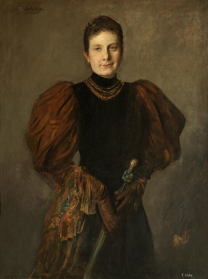 Infanta Maria de la Paz de Borbon, daughter of Isabella II Painting by Franz von Lenbach