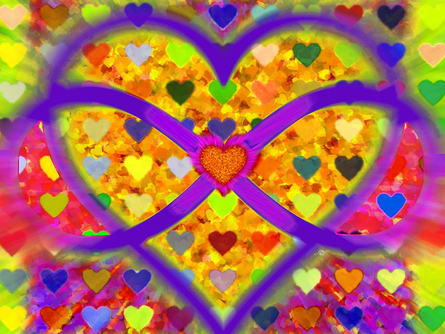 Infinity Love Heart Gold Painting by Tony Rubino