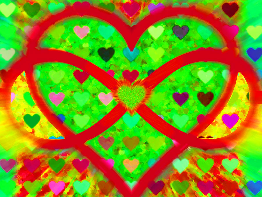 Infinity Love Heart Green Painting by Tony Rubino