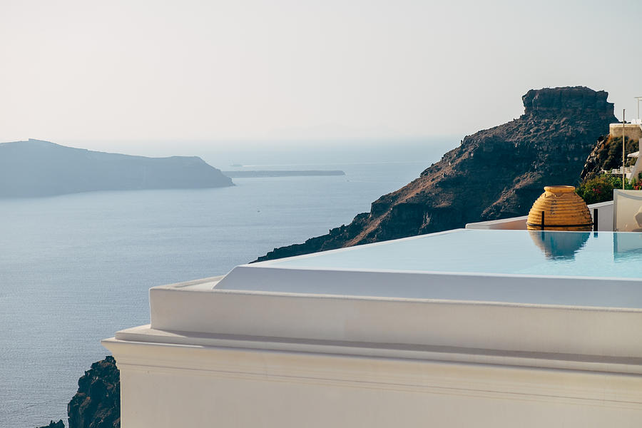 Infinity pool santorini - Greece Photograph by Daniel Pazmany - Pixels