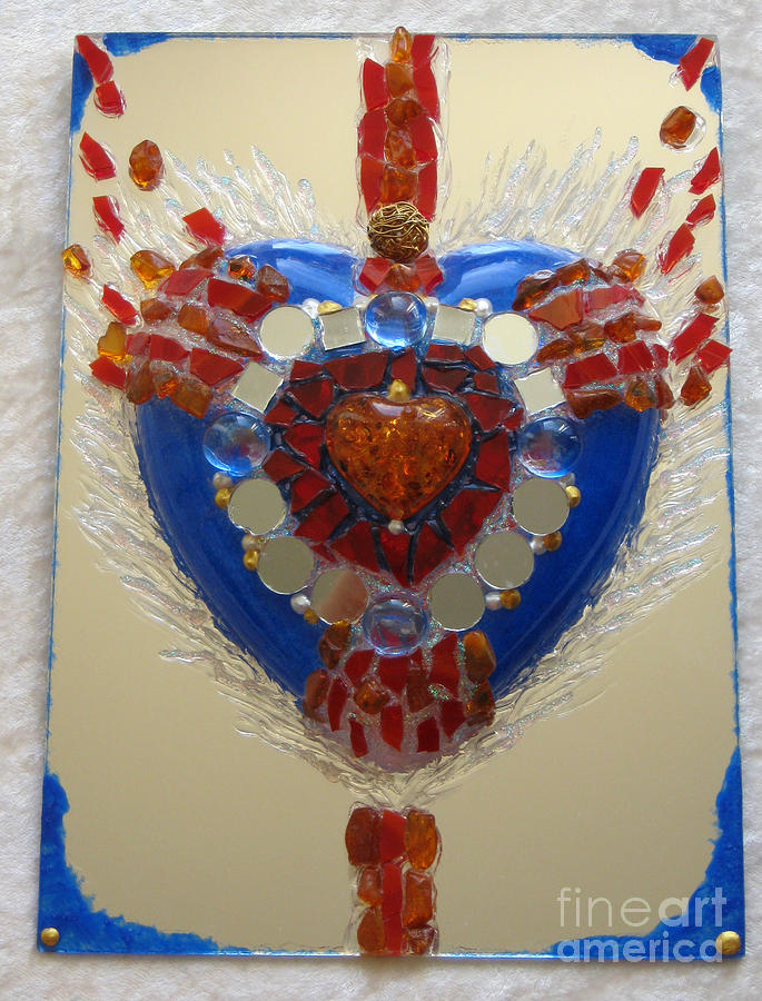 Inflamed heart gets wings Glass Art by Heidi Sieber