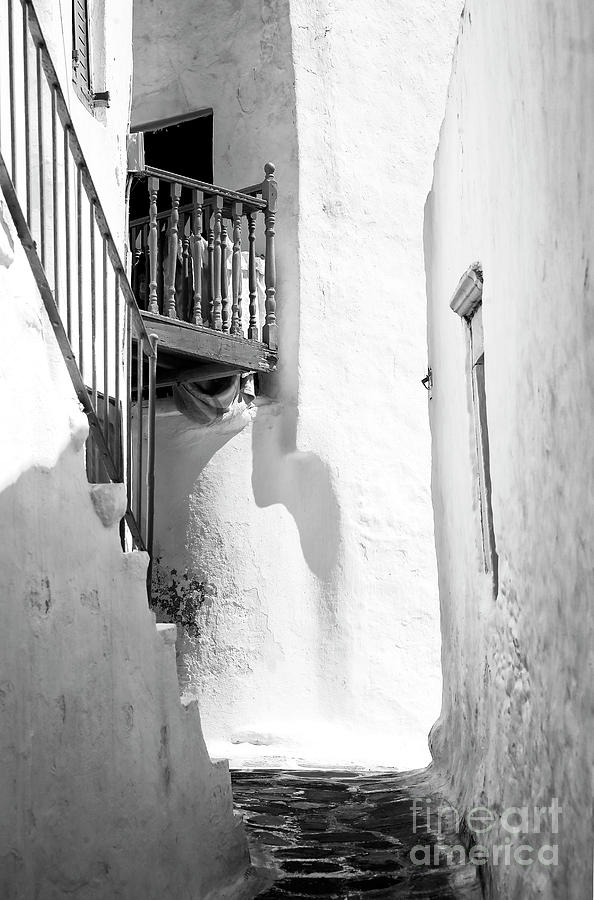 Infrared Balcony Shadows Mykonos Photograph by John Rizzuto