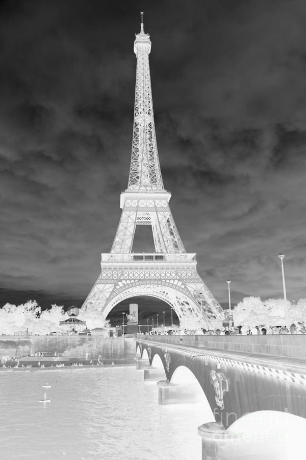 Infrared Eiffel Tower Black and White Photograph by Carol Groenen