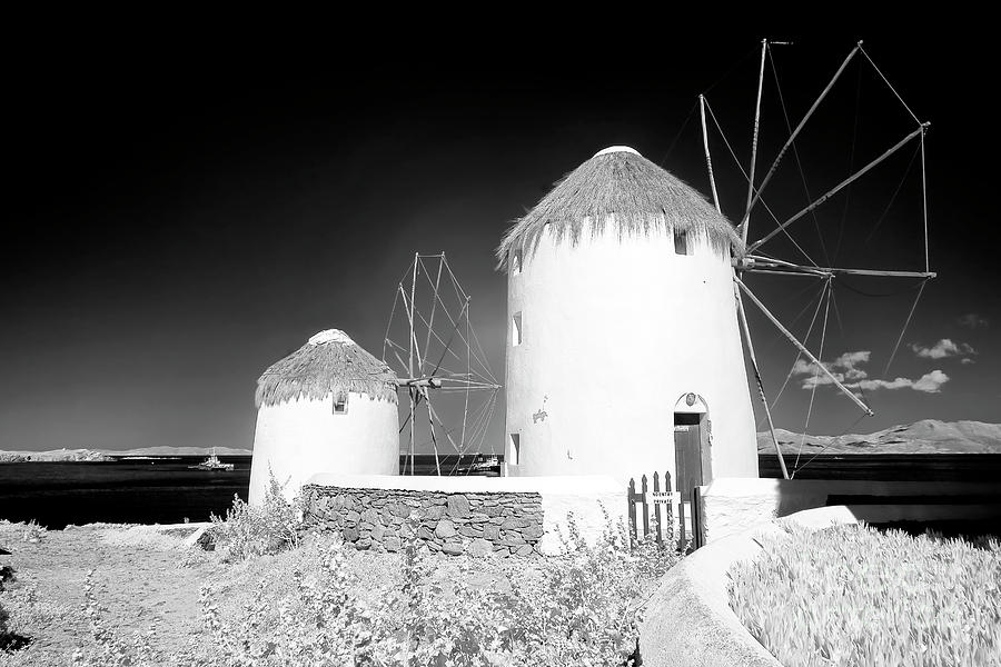Infrared Windmill Portrait on Mykonos Photograph by John Rizzuto