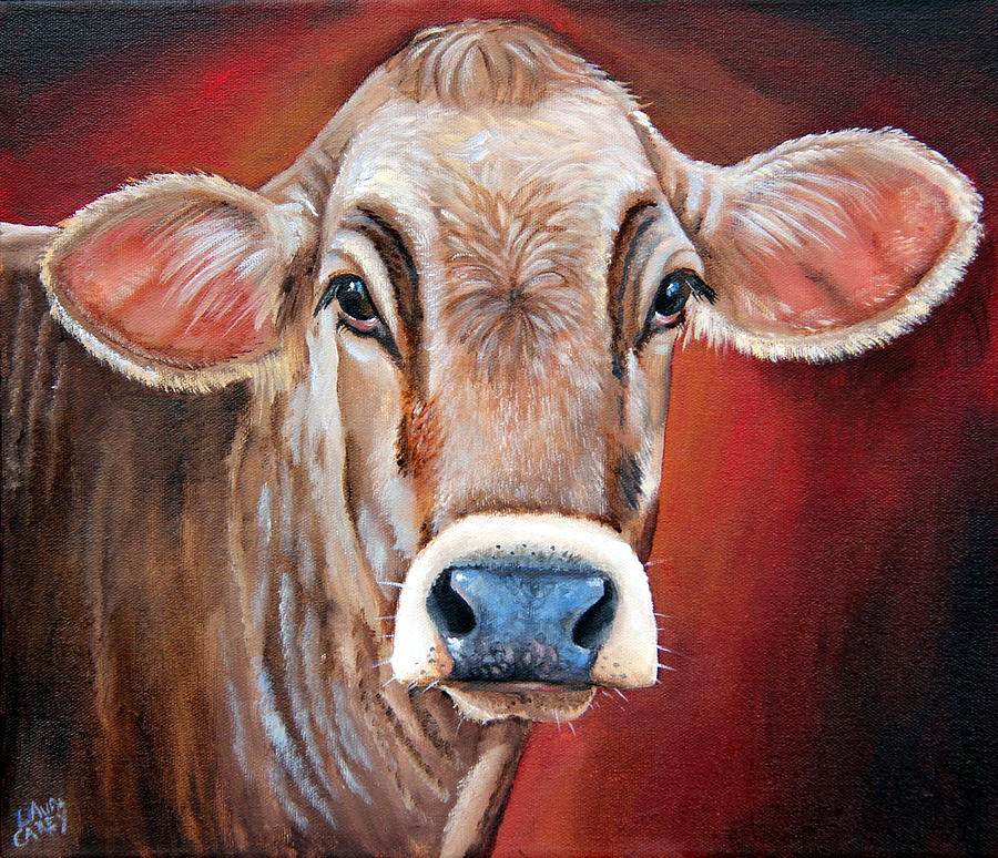 Cow Painting - Ingrid by Laura Carey