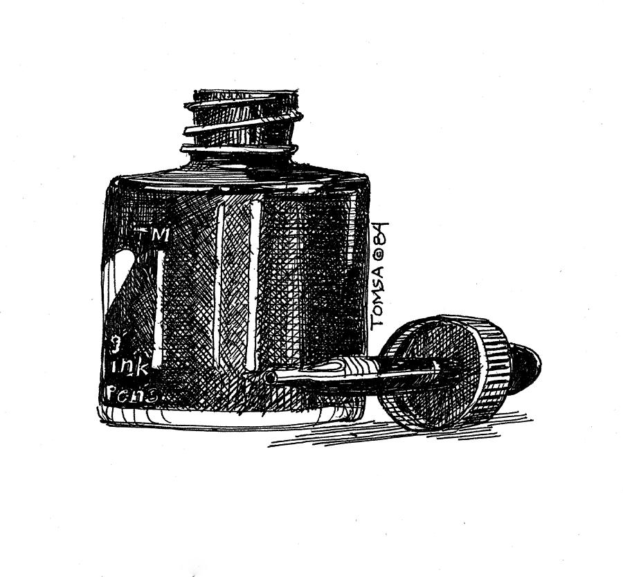 Ink Bottle and Dropper Drawing by Bill Tomsa Fine Art America