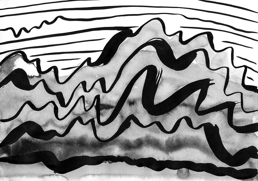 Ink Painting - Ink Mountains by Hakon Soreide