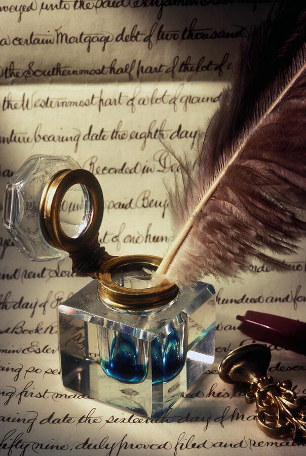 Ink Well Photograph - Ink well and old document by Garry Gay Ink Well Photograph - Ink well and old document by Garry Gay