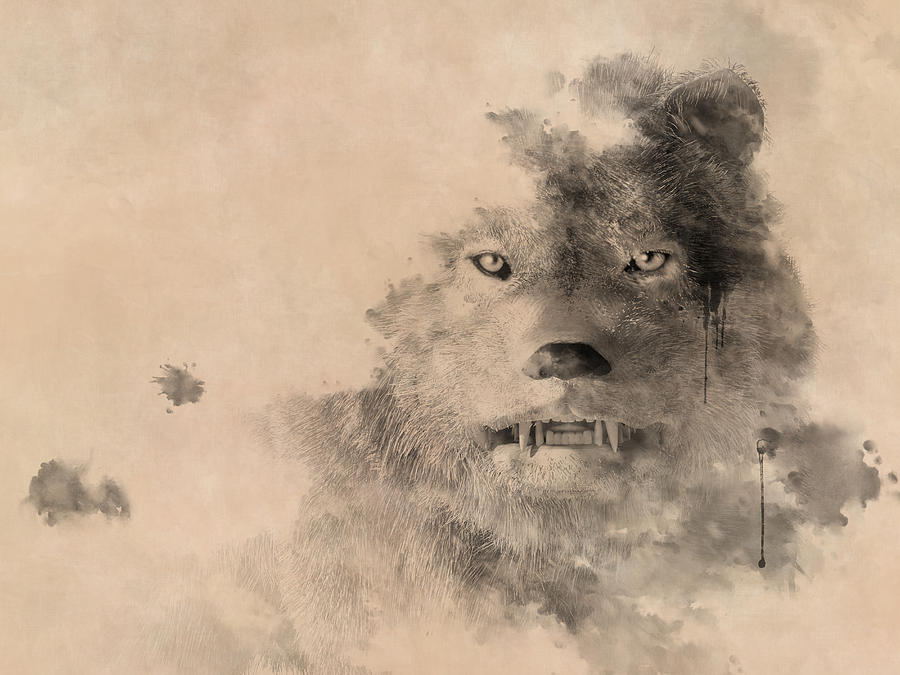 Wolves Digital Art - Ink Wolf by Daniel Eskridge