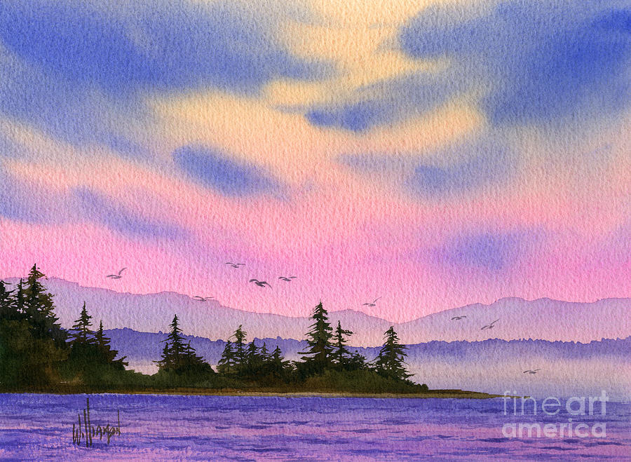 watercolor ocean sunset