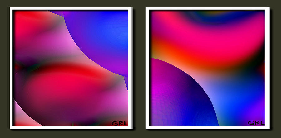 Space Painting - Inner Cosmos 2 red diptych CONTEMPORARY DIGITAL ART  by G Linsenmayer