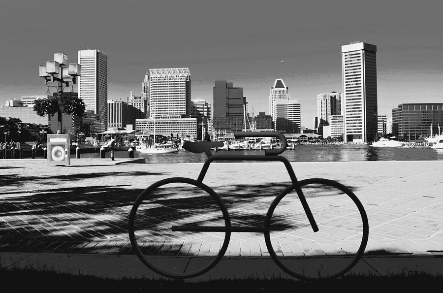 Baltimore Photograph - Inner Harbor Bicycle Bike Rack by Andrew Dinh