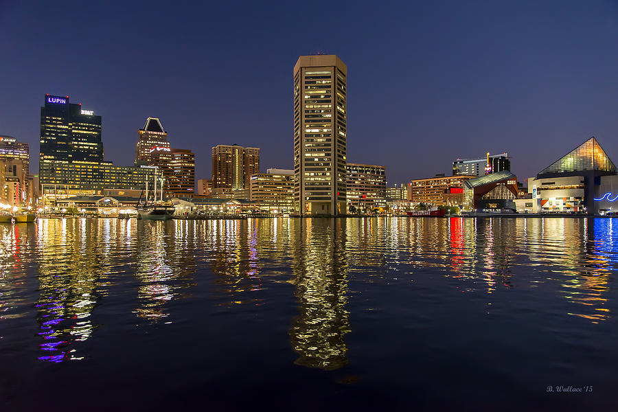 Inner Harbor Nightlights Photograph by Brian Wallace