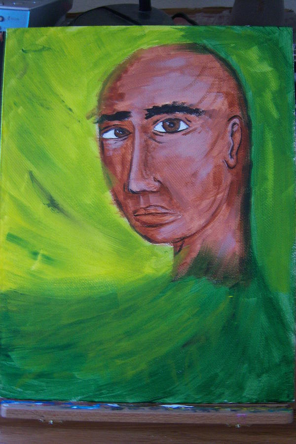 Portrait Painting - Inner Self at a Moment-I think by Harminder Paul