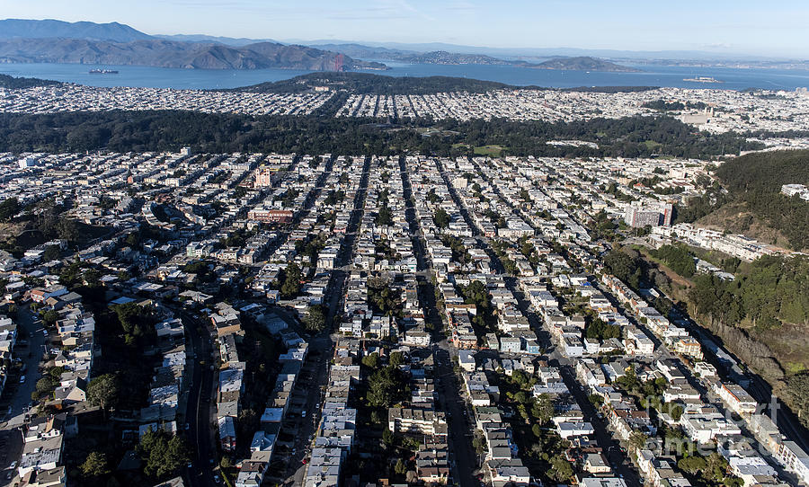 Inner Sunset in Sunset District in San Francisco Aerial Photo Photograph by David Oppenheimer