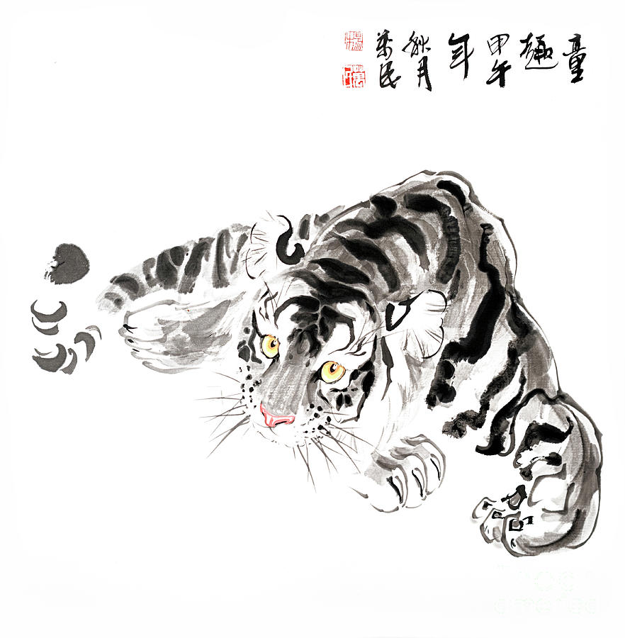 Chinese Tiger Painting by Olaf Protze  Fine Art America