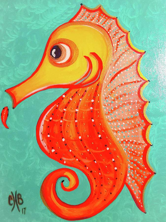 Innocent Baby Seahorse Painting