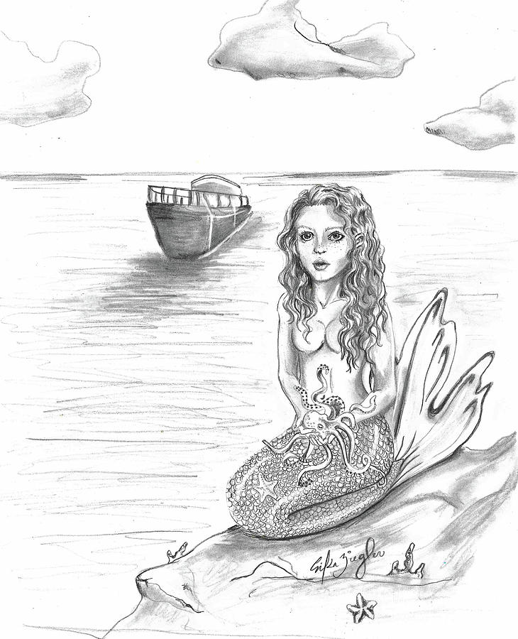 Innocent Mermaid Drawing By Erika Ziegler Fine Art America