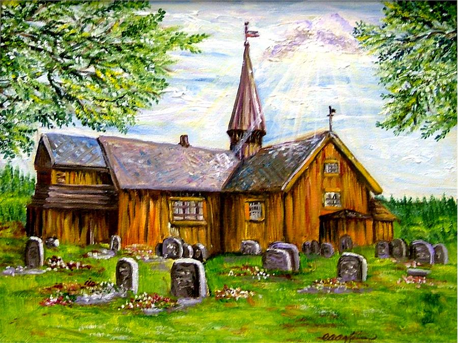 Innset Kirke -- Norway Painting by Carol Allen Anfinsen