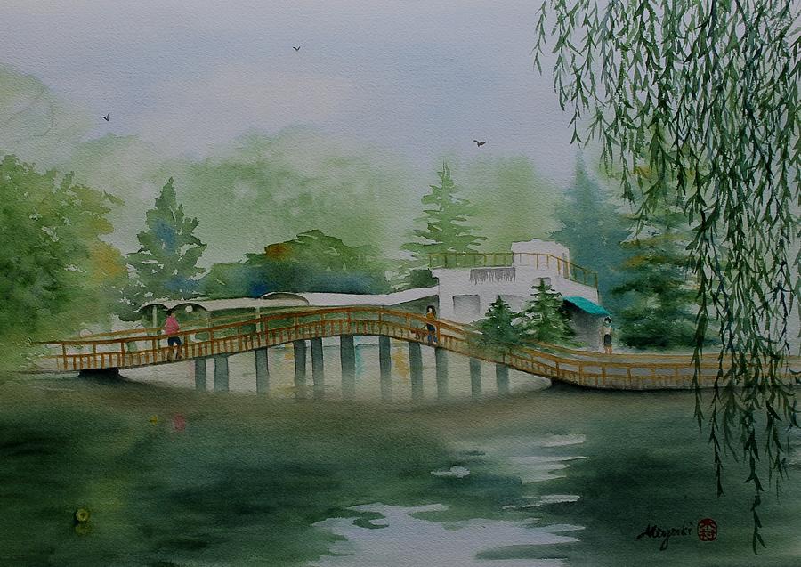 Inokashira Bridge in Summer Painting by Kelly Miyuki Kimura