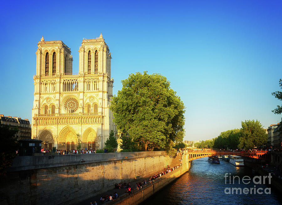 Notre Dame in Sunset Light Photograph by Anastasy Yarmolovich