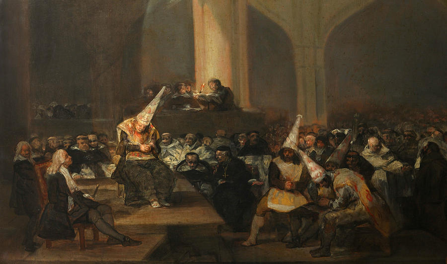 Old Master Painting - Inquisition Scene by Francisco Goya