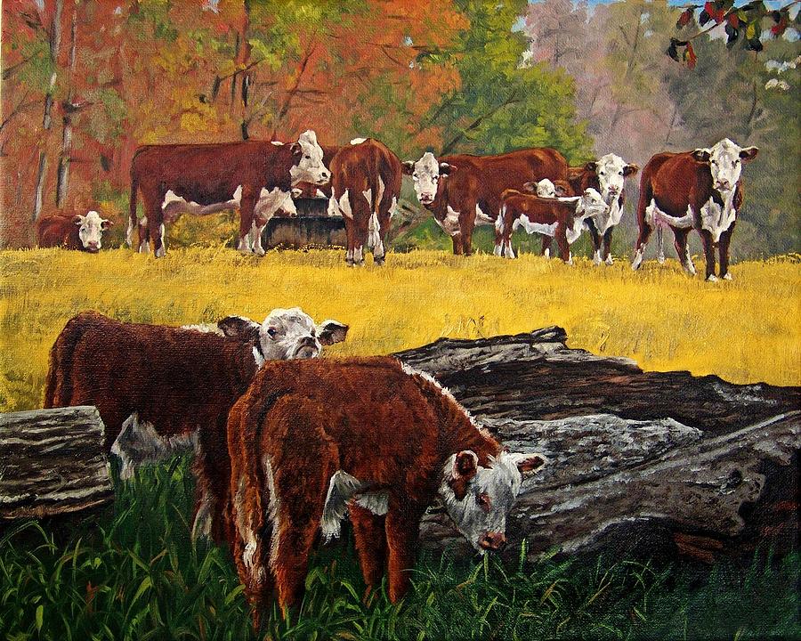 Cow Painting - Inquisitive by Peter Muzyka
