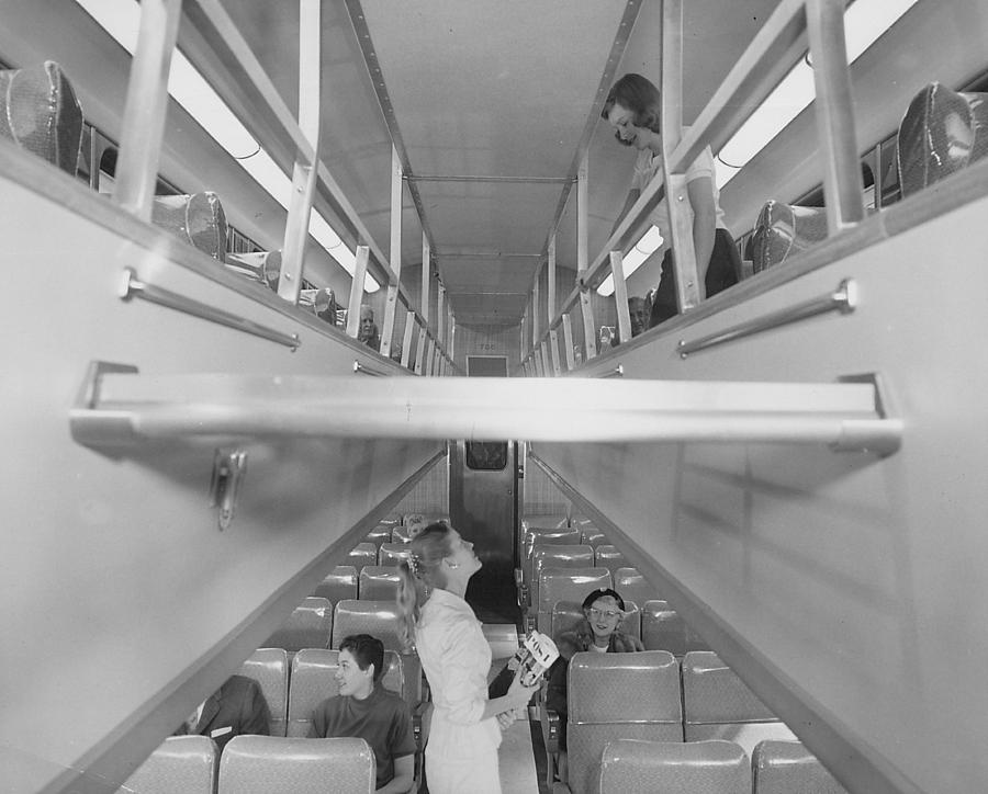 Inside 700 Bilevel Train - 1958 Photograph by Chicago and North Western Historical Society