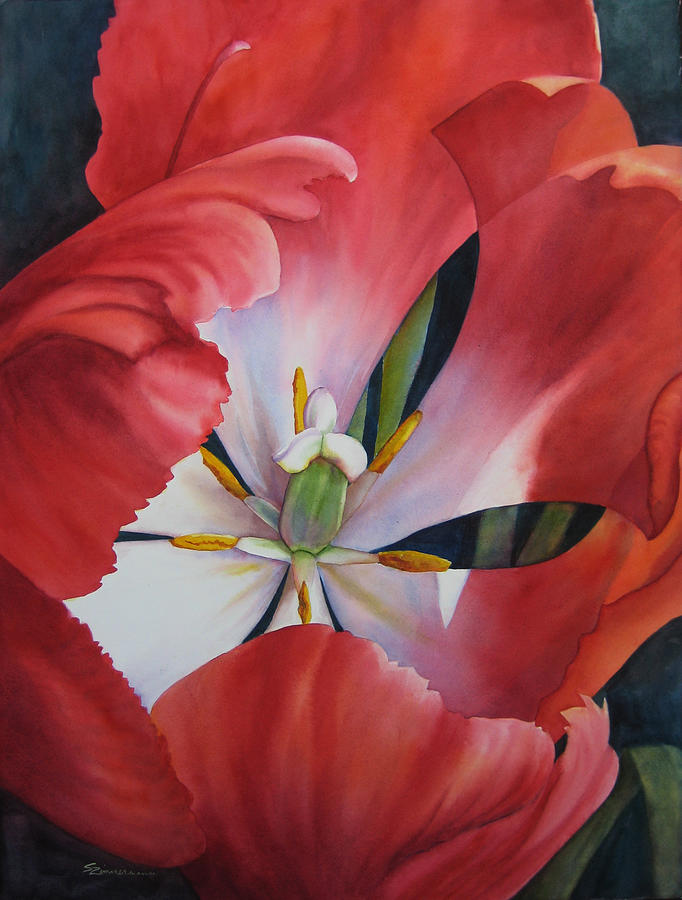 Inside a Tulip Painting by Sue Zimmermann