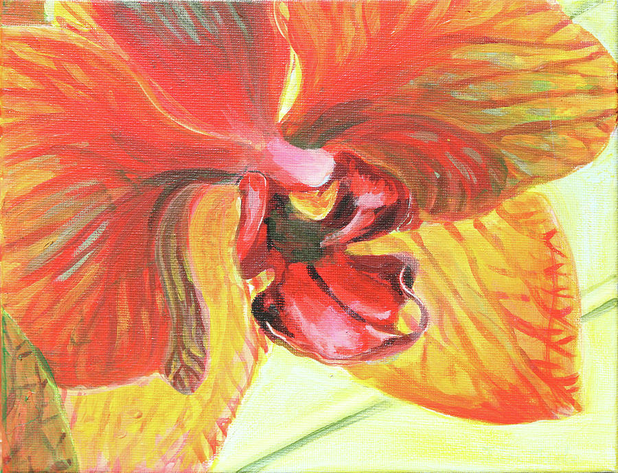 Inside Orchid Painting by Trina Teele