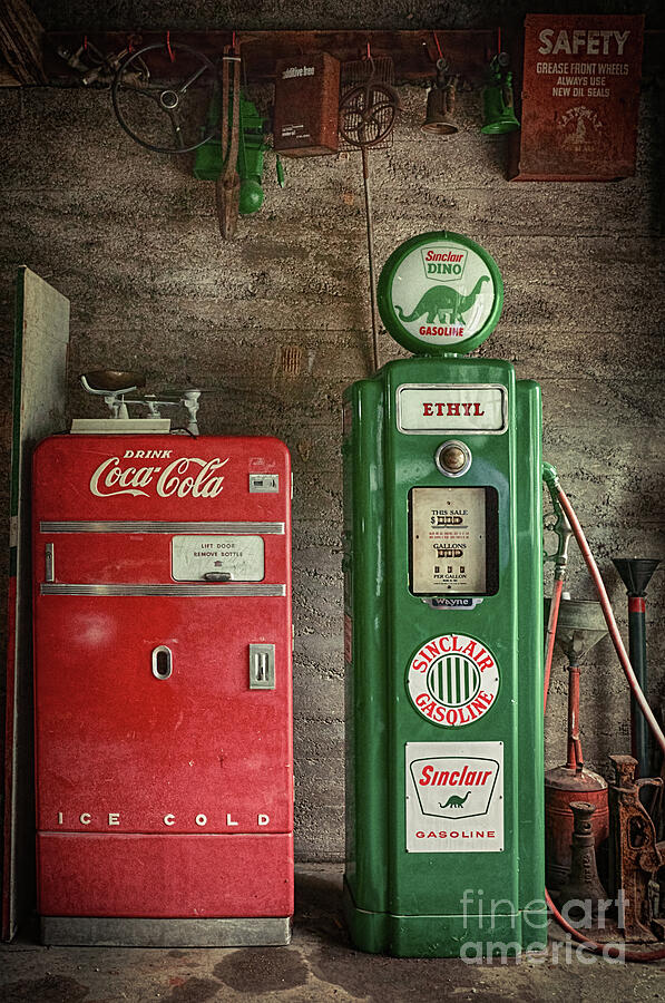 Gas Station Photograph - Inside Paris Springs Garage on Route 66 by Priscilla Burgers