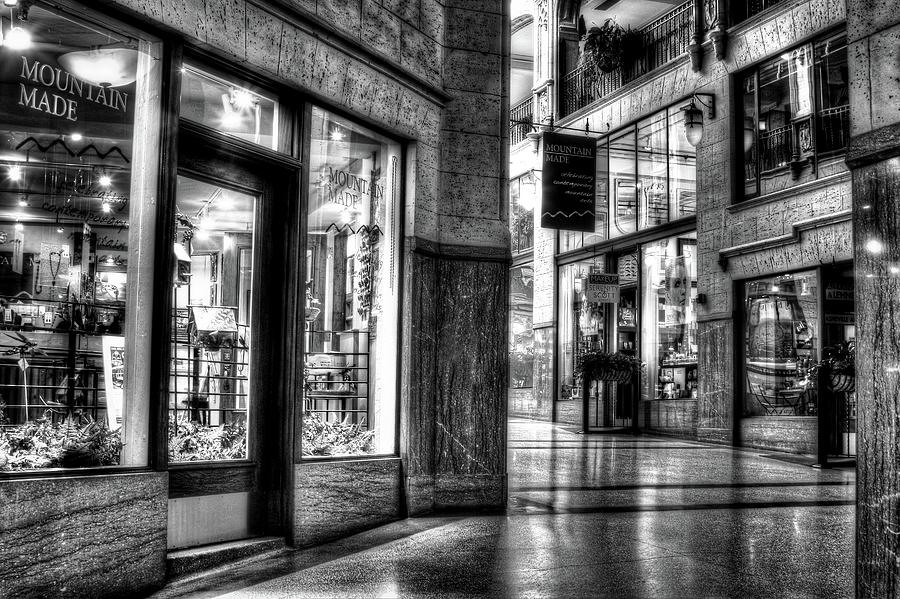 Inside The Grove Arcade Black And White Photograph by Carol Montoya