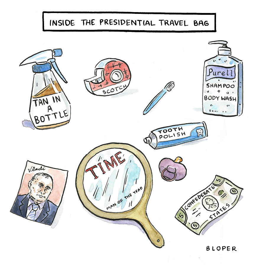 Inside the Presidential Travel Bag Drawing by Brendan Loper