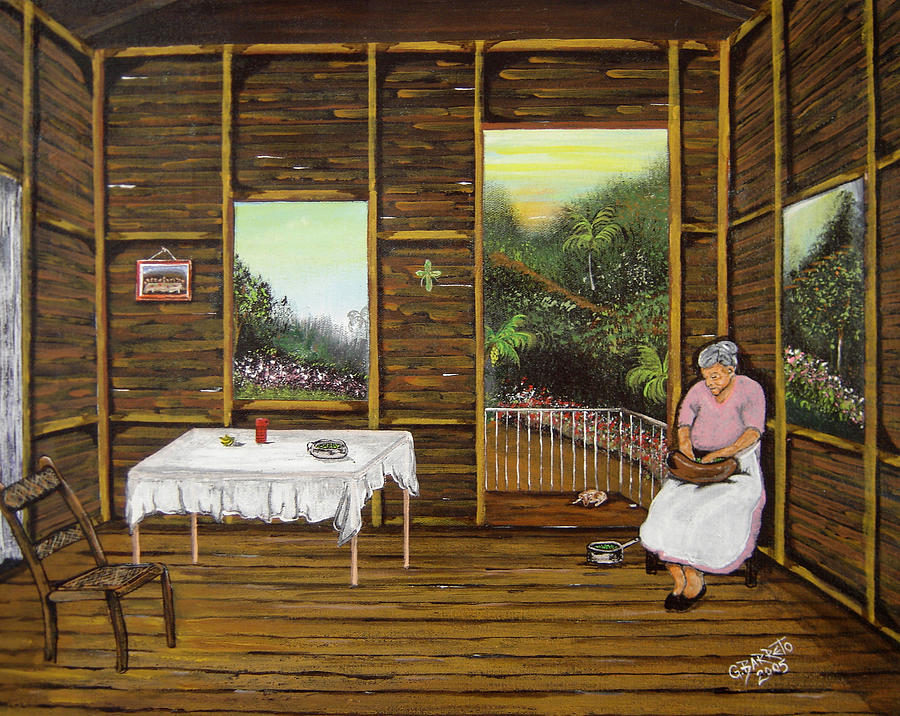 Inside Wooden Home Painting by Gloria E Barreto-Rodriguez