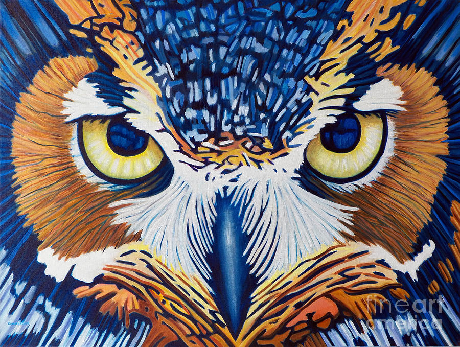 Owl Painting - Insight and Compassion by Brian  Commerford