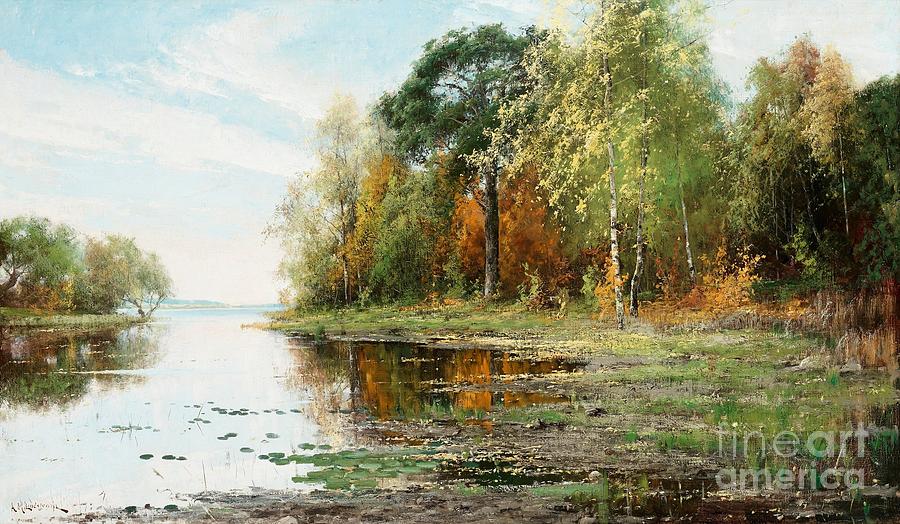 Insjolandskap in autumn colors Painting by Celestial Images