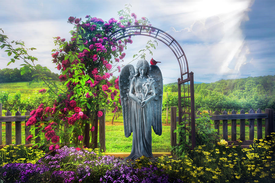 Inspirational Angel in the Garden Photograph by Debra and Dave Vanderlaan