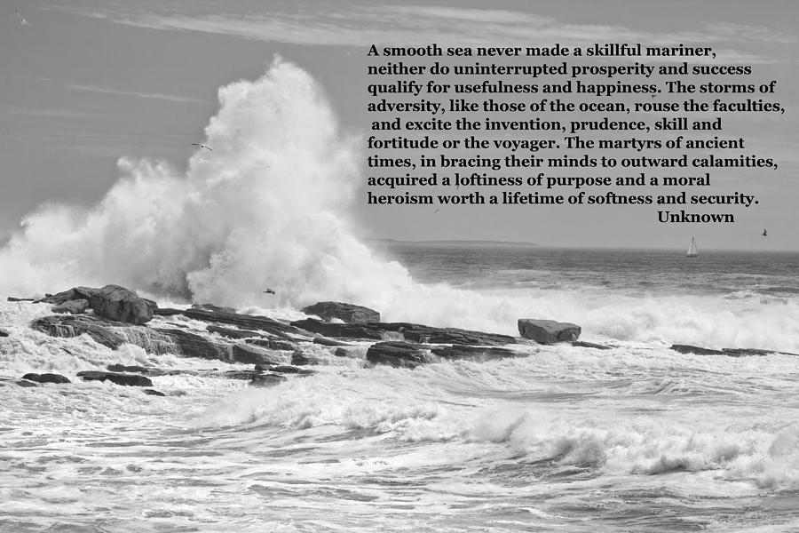 Inspirational Quote and Large Waves On The Coast Of Maine Photograph by Keith Webber Jr