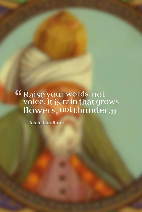 Inspirational Quotes - Motivational  Jalaluddin Rumi 6 Painting by Celestial Images