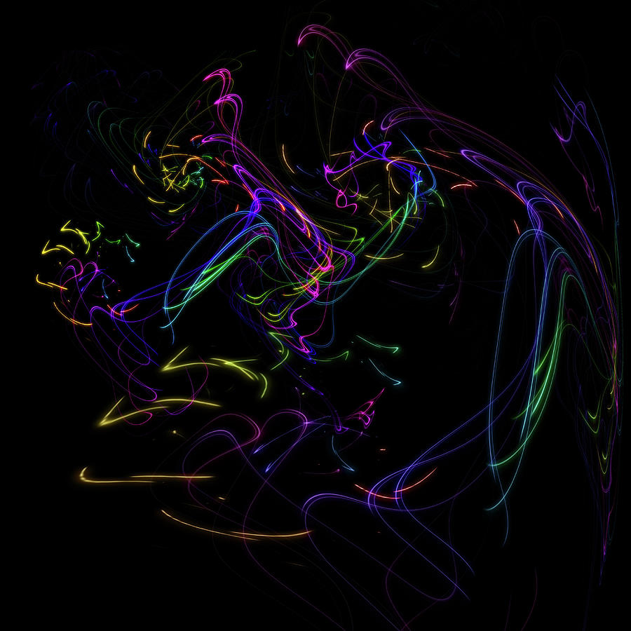 Inspirational Vibes. Rainbow Lights on Black Digital Art by Jenny Rainbow