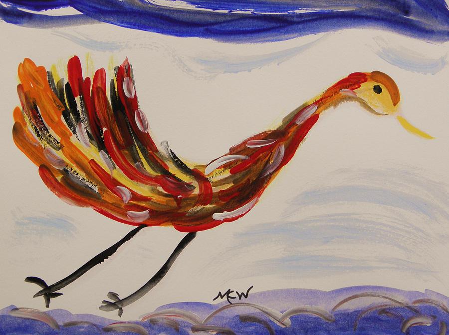 Inspired by Calders Only Only Bird Painting by Mary Carol Williams