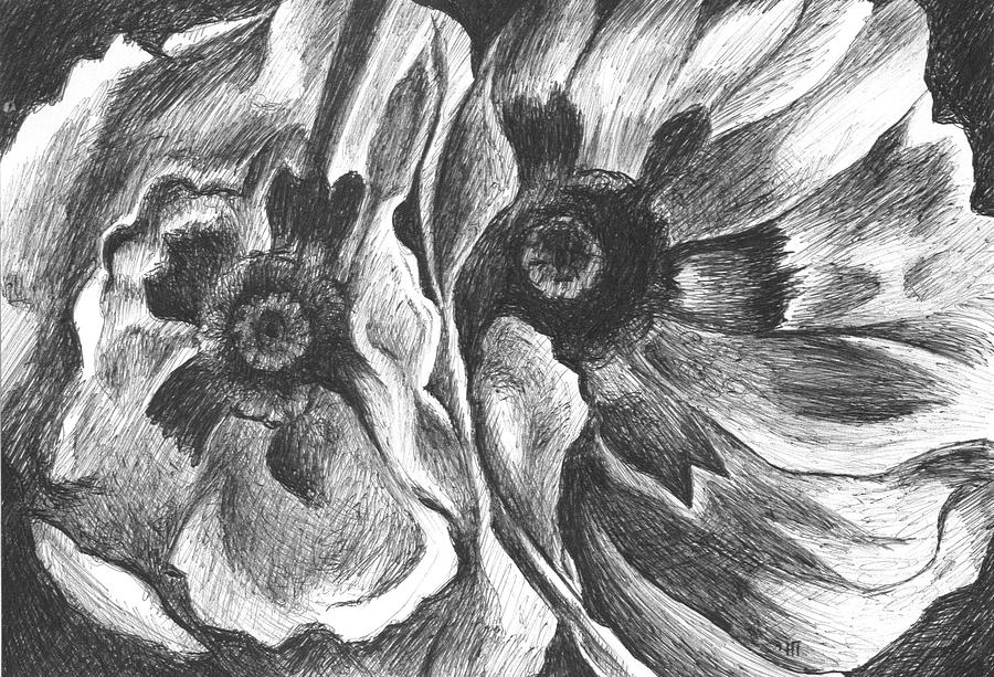 Flower Drawing - Inspired by Georgia by Helena Tiainen
