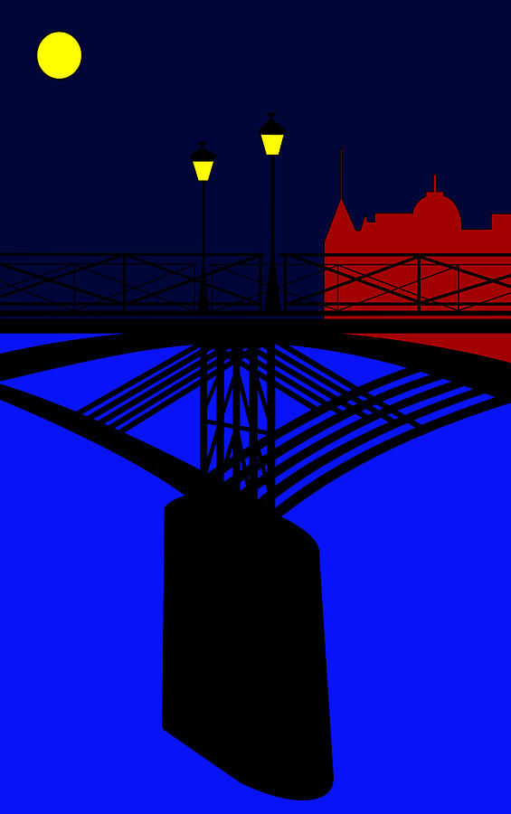 Paris Digital Art - Inspired by Pont des Arts by Asbjorn Lonvig