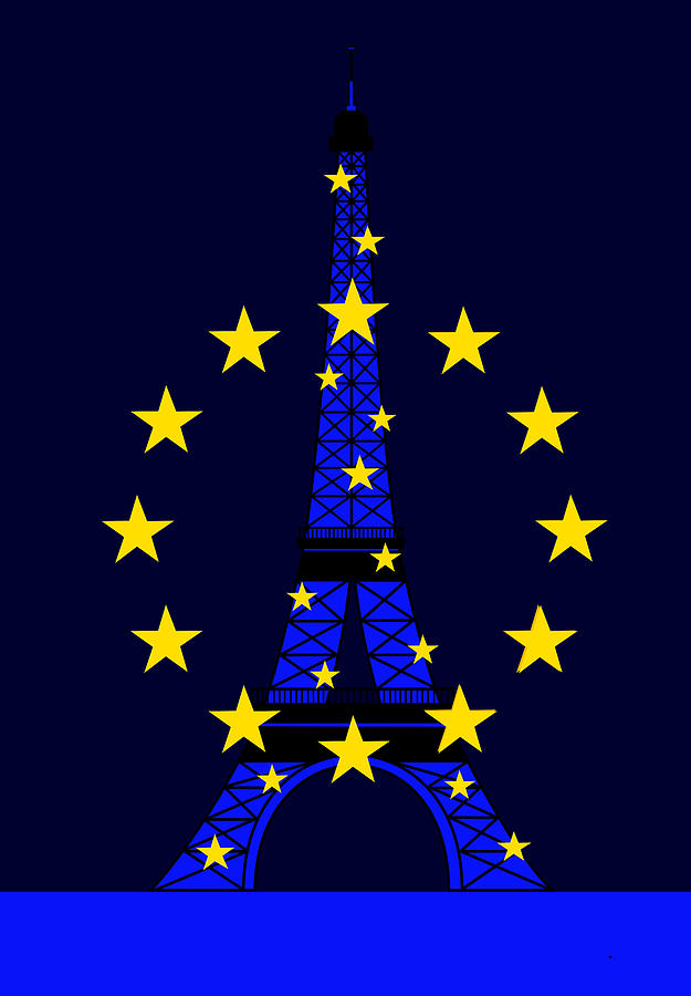 Inspired by the Eiffel Tower and the European Union Digital Art by Asbjorn Lonvig