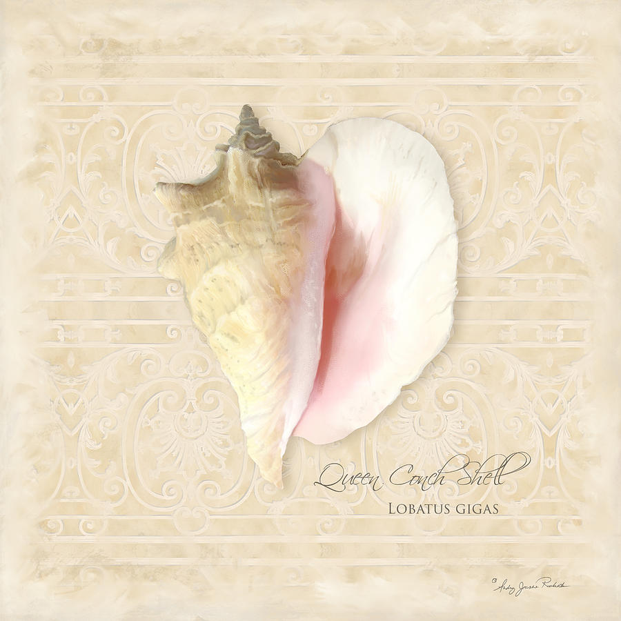 Inspired Coast I  - Queen Conch Shell Loratus gigas Painting by Audrey Jeanne Roberts