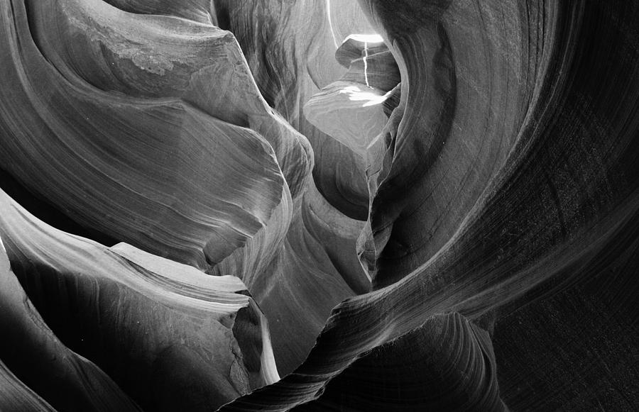 Antelope Canyon Photograph - Interchanging Layers BW by Yousif Hadaya